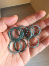Load image into Gallery viewer, 16.7mm Size 6 1/4 100% natural type A dark green blue black gray Guatemala jadeite band ring group PE15
