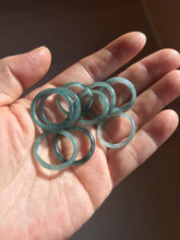 Load image into Gallery viewer, 16.7mm Size 6 1/4 100% natural type A dark green blue black gray Guatemala jadeite band ring group PE15
