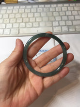Load image into Gallery viewer, 57.5mm Type A 100% Natural dark green/blue/gray Guatemala slim round cut Jadeite bangle PJ27-4304
