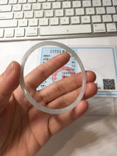 Load image into Gallery viewer, 59mm certifide Type A 100% Natural light green white skinny round cut Jadeite Jade bangle AZ178-0515
