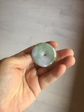 Load image into Gallery viewer, 37mm Type A 100% Natural light green purple Jadeite Jade Safety Guardian Button donuts pendant PA108
