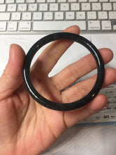 Load image into Gallery viewer, 57mm Type A 100% Natural icy black(冰乌鸡) blue gray Guatemala Slim Round Cut Jadeite Bangle PJ149-1379
