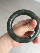 Load image into Gallery viewer, 59mm certified 100% Natural dark green/gray/black chubby round cut nephrite Jade bangle HF86-0209
