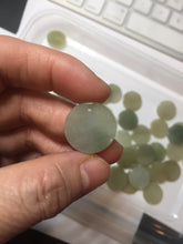 Load image into Gallery viewer, 100% Natural type A light icy watery green/yellow/gray (黄杨绿)round Jadeite Jade safe and sound pendant group BF158
