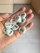 Load image into Gallery viewer, 100% Natural type A light green/white double hearts jadeite Jade pendant necklace PB221
