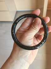 Load image into Gallery viewer, 61mm 100% Natural Dark Green Black Meteorite A Sky Full of Stars (繁星满天) Round Cut Nephrite Bangle HN224-0568
