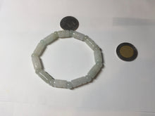 Load image into Gallery viewer, Size 52-62mm 100% natural type A white light green vintage style bamboo joints with hollow cross-shaped patterns jadeite jade beads bracelet PC52
