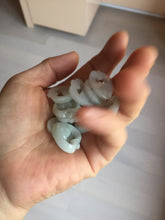 Load image into Gallery viewer, 100% Natural type A light green/white double hearts jadeite Jade pendant necklace PB221
