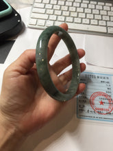 Load image into Gallery viewer, 75.8mm certified Type A 100% Naturaloily dark green gray(油青) purple plus size Jadeite Jade bangle AZ179-1028
