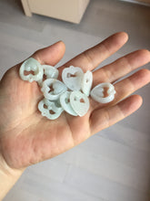 Load image into Gallery viewer, 100% Natural type A light green/white double hearts jadeite Jade pendant necklace PB221
