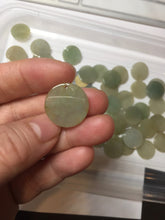 Load image into Gallery viewer, 100% Natural type A light icy watery green/yellow/gray (黄杨绿)round Jadeite Jade safe and sound pendant group BF158
