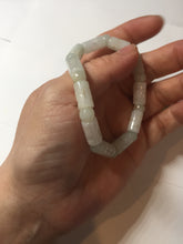Load image into Gallery viewer, Size 52-62mm 100% natural type A white light green vintage style bamboo joints with hollow cross-shaped patterns jadeite jade beads bracelet PC52
