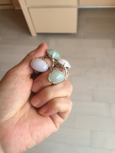 Load image into Gallery viewer, 100% natural type A icy watery green dark green four-prong jadeite jade ring group AA91
