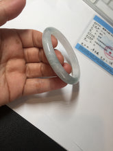 Load image into Gallery viewer, 52.5mm certified natural 100% natural Type A light green/white slim jadeite jade bangle BS91-6677

