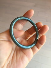 Load image into Gallery viewer, 51.1mm Certified Type A 100% Natural dark green blue gray black slim round cut Guatemala Jadeite bangle PJ3-4307
