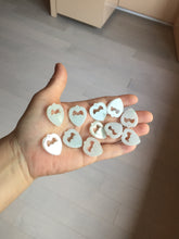 Load image into Gallery viewer, 100% Natural type A light green/white double hearts jadeite Jade pendant necklace PB221
