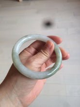 Load image into Gallery viewer, 56mm certified 100% natural type A light green/white chubby round cut jadeite jade bangle AK66-3498
