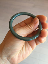 Load image into Gallery viewer, 51.1mm Certified Type A 100% Natural dark green blue gray black slim round cut Guatemala Jadeite bangle PJ3-4307

