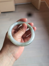 Load image into Gallery viewer, 56mm certified 100% natural type A light green/white chubby round cut jadeite jade bangle AK66-3498
