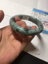 Load image into Gallery viewer, 52.5mm certified Type A 100% Natural dark green/black Jadeite Jade bangle PD135-6275
