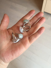 Load image into Gallery viewer, 100% natural type A icy watery green dark green four-prong jadeite jade ring group AA91
