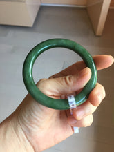 Load image into Gallery viewer, 56.2mm certified 100% Natural dark green/black nephrite (碧玉)  bangle Ht168-10-3918

