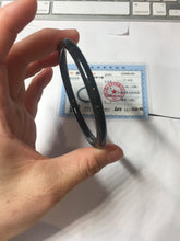 Load image into Gallery viewer, 卖了 58.5mm Type A 100% Natural icy black(冰乌鸡) gray Guatemala Slim Round Cut Jadeite Bangle PJ151-1381
