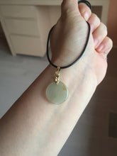 Load image into Gallery viewer, 100% Natural type A light icy watery green/yellow/gray (黄杨绿)round Jadeite Jade safe and sound pendant group BF158
