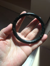 Load image into Gallery viewer, 61mm 100% Natural Dark Green Black Meteorite A Sky Full of Stars (繁星满天) Round Cut Nephrite Bangle HN224-0568

