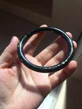 Load image into Gallery viewer, 61mm 100% Natural Dark Green Black Meteorite A Sky Full of Stars (繁星满天) Round Cut Nephrite Bangle HN224-0568
