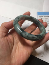Load image into Gallery viewer, 52.5mm certified Type A 100% Natural dark green/black Jadeite Jade bangle PD135-6275
