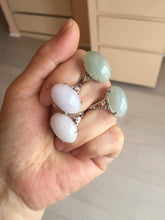 Load image into Gallery viewer, 100% natural type A icy watery green dark green four-prong jadeite jade ring group AA91
