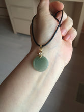Load image into Gallery viewer, 100% Natural type A light icy watery green/yellow/gray (黄杨绿)round Jadeite Jade safe and sound pendant group BF158
