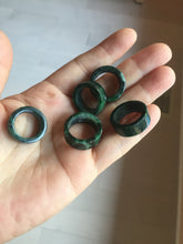 Load image into Gallery viewer, 100% natural type A dark green/sunny green/black jadeite jade band ring PB222
