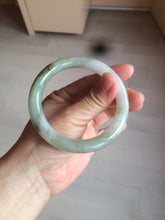 Load image into Gallery viewer, 56mm certified 100% natural type A light green/white chubby round cut jadeite jade bangle AK66-3498
