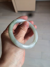 Load image into Gallery viewer, 56mm certified 100% natural type A light green/white chubby round cut jadeite jade bangle AK66-3498
