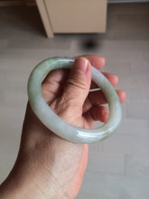 Load image into Gallery viewer, 56mm certified 100% natural type A light green/white chubby round cut jadeite jade bangle AK66-3498
