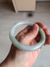 Load image into Gallery viewer, 56mm certified 100% natural type A light green/white chubby round cut jadeite jade bangle AK66-3498
