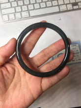 Load image into Gallery viewer, 卖了 60mm Type A 100% Natural icy black(冰乌鸡) blue gray Guatemala Slim Round Cut Jadeite Bangle PJ152-1378
