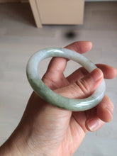Load image into Gallery viewer, 56mm certified 100% natural type A light green/white chubby round cut jadeite jade bangle AK66-3498
