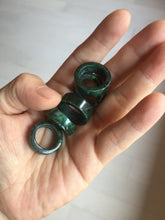 Load image into Gallery viewer, 100% natural type A dark green/sunny green/black jadeite jade band ring PB222
