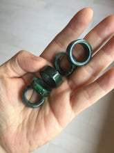 Load image into Gallery viewer, 100% natural type A dark green/sunny green/black jadeite jade band ring PB222

