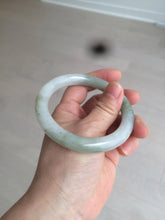 Load image into Gallery viewer, 56mm certified 100% natural type A light green/white chubby round cut jadeite jade bangle AK66-3498
