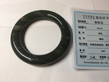 Load image into Gallery viewer, 59mm certified 100% Natural dark green/gray/black chubby round cut nephrite Jade bangle HF86-0209
