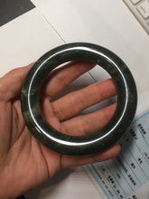 Load image into Gallery viewer, 59mm certified 100% Natural dark green/gray/black chubby round cut nephrite Jade bangle HF86-0209
