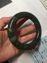 Load image into Gallery viewer, 59mm certified 100% Natural dark green/gray/black chubby round cut nephrite Jade bangle HF86-0209
