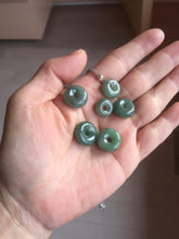 Load image into Gallery viewer, 12-19mm Type A 100% Natural dark green black gray(老油青) Jadeite Safety Guardian Button donuts pendant PF10
