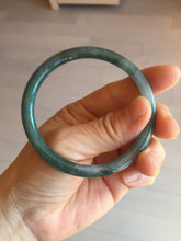 Load image into Gallery viewer, 57.6mm Certified Type A 100% Natural dark green blue gray black slim round cut Guatemala Jadeite bangle PJ5-4321

