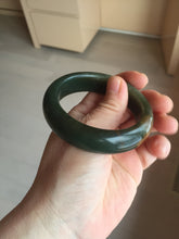 Load image into Gallery viewer, 52.3mm 100% Natural dark green yellow nephrite Jade bangle(河磨玉) HE103
