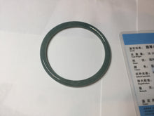 Load image into Gallery viewer, 60.5mm Certified Type A 100% Natural icy watery deep sea dark green/blue/gray/black snowly Guatemala slim round cut Jadeite bangle PB145-8150
